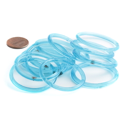Lot (12) antique Czech aqua blue glass bangles hoops earring elements 40mm