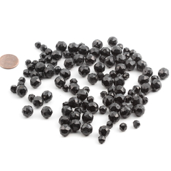 Lot (115) Austrian D.S antique vintage jet black round faceted glass beads
