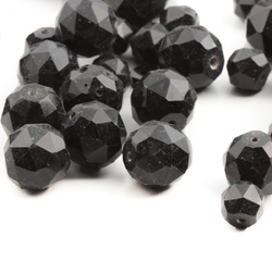 Lot (115) Austrian D.S antique vintage jet black round faceted glass beads