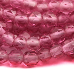 Hank (300) Swarovski vintage round faceted pink glass beads 4mm