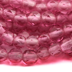 Hank (300) Swarovski vintage round faceted pink glass beads 4mm