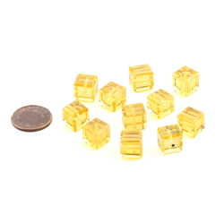 Lot (11) rare Austrian D.S antique golden yellow cube faceted glass beads 9/10mm