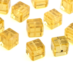 Lot (11) rare Austrian D.S antique golden yellow cube faceted glass beads 9/10mm