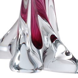 Vintage Czech Mid Century modern hand blown pink crystal bicolor twist glass vase 