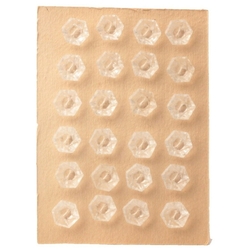 Card (24) Vintage Czech 12mm 1930's crystal clear hexagon glass buttons