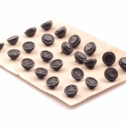 Card (24) 12mm Czech 1920s Art Deco vintage black geometric floral glass buttons