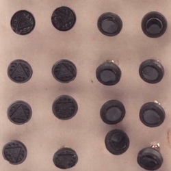 Card (24) 12mm Czech 1920s Art Deco vintage black geometric floral glass buttons