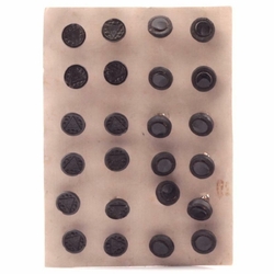 Card (24) 12mm Czech 1920s Art Deco vintage black geometric floral glass buttons