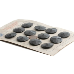 Card (12) Deco vintage Czech black faceted glass buttons 27mm