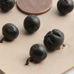 Card (24) antique Victorian Czech geometric floral dimi black ball glass buttons