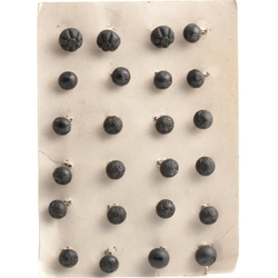Card (24) antique Victorian Czech geometric floral dimi black ball glass buttons