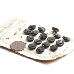 Card (16) Vintage Czech 1920's geometric black dimi doll glass buttons 10mm