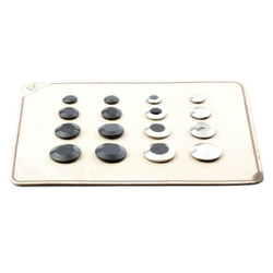 Sample Card (16) Czech Deco 1920's silver metallic black geometric glass buttons