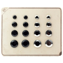 Sample Card (16) Czech Deco 1920's silver metallic black geometric glass buttons
