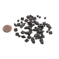 Lot (48) antique Victorian Czech round square leaf black nailhead glass beads