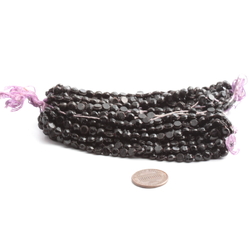 Hank (1000) antique Victorian Czech jet black round faceted nailhead glass beads 5mm