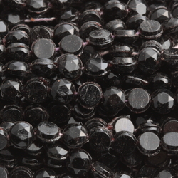 Hank (1000) antique Victorian Czech jet black round faceted nailhead glass beads 5mm