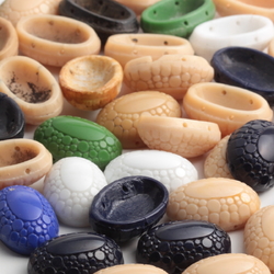 Lot (44) antique Art Deco Czech abstract oval 2 hole connector glass beads 23mm