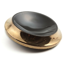 Extra large Czech vintage gold gilt rimmed black glass button 40mm