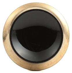 Extra large Czech vintage gold gilt rimmed black glass button 40mm