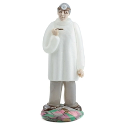 Czech vintage Zelezny Brod school of art glass large dentist figurine