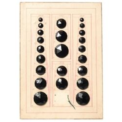 Antique Victorian 1900's Czech sample card rare 2 hole black round glass beads