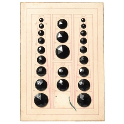 Antique Victorian 1900's Czech sample card rare 2 hole black round glass beads