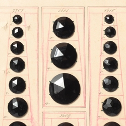 Antique Victorian 1900's Czech sample card rare 2 hole black round glass beads