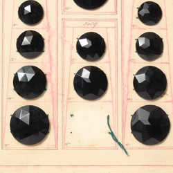 Antique Victorian 1900's Czech sample card rare 2 hole black round glass beads