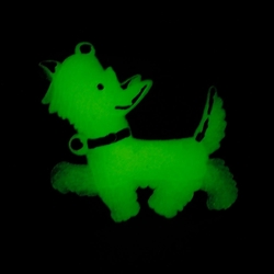 Vintage early celluloid pin brooch glow in the dark Scottie dog yellow collar