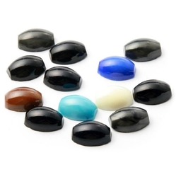 Lot (13) vintage Czech flat ended oval domed glass cabochons 18mm