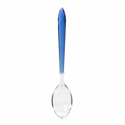 Antique 9.25" Czechoslovakian sapphire blue bicolor glass serving salad spoon