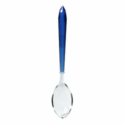 Antique 9.25" Czechoslovakian sapphire blue bicolor glass serving salad spoon