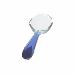 Antique 9.25" Czechoslovakian sapphire blue bicolor glass serving salad spoon