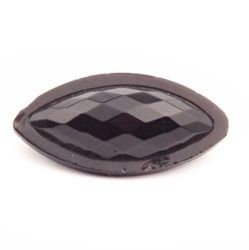Vintage Art Deco Czech oval navette faceted black glass button 26mm