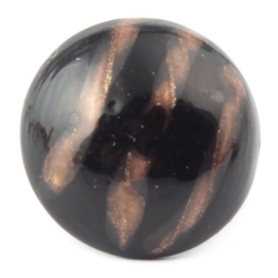 Antique Czech aventurine goldstone striped black glass button 13mm