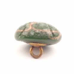 Antique Czech aventurine green marbled cased glass button 16mm