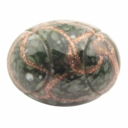 Antique Czech aventurine green marbled cased glass button 16mm