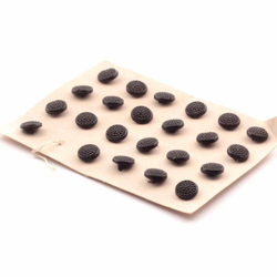 Card (23) 12mm Czech vintage black bumpy glass buttons