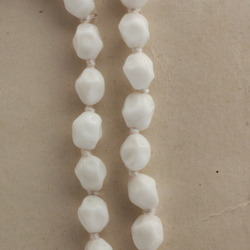 Vintage 40" glass beaded knotted necklace Czech white nugget glass beads
