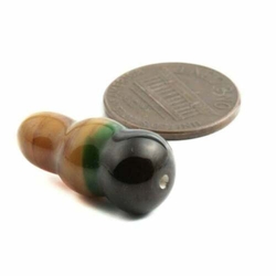 Large vintage Czech caramel brown marble striped lampwork glass bead 24mm