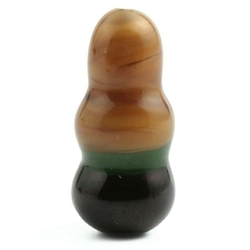 Large vintage Czech caramel brown marble striped lampwork glass bead 24mm