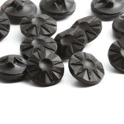 Lot (12) Czech Vintage geometric starburst fluted black glass buttons 13mm
