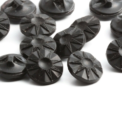 Czech vintage gloss black round glass buttons 18mm Lot 16
