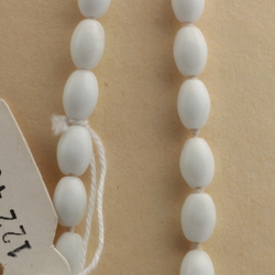 Vintage 29" hand tied necklace Czech white oval glass beads