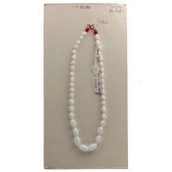 Vintage hand tied necklace Czech white red gradual oval glass beads
