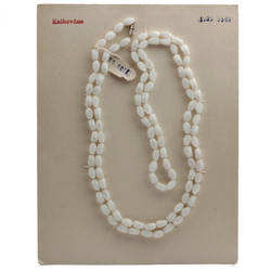 Vintage 36" knotted necklace Czech white satin marble glass beads