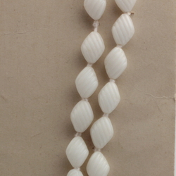 Vintage knotted necklace Czech white satin bicone glass beads