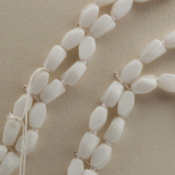 Vintage 36" hand tied necklace Czech white satin marble glass beads