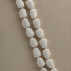 Vintage 53" knotted necklace Czech white teardrop glass beads